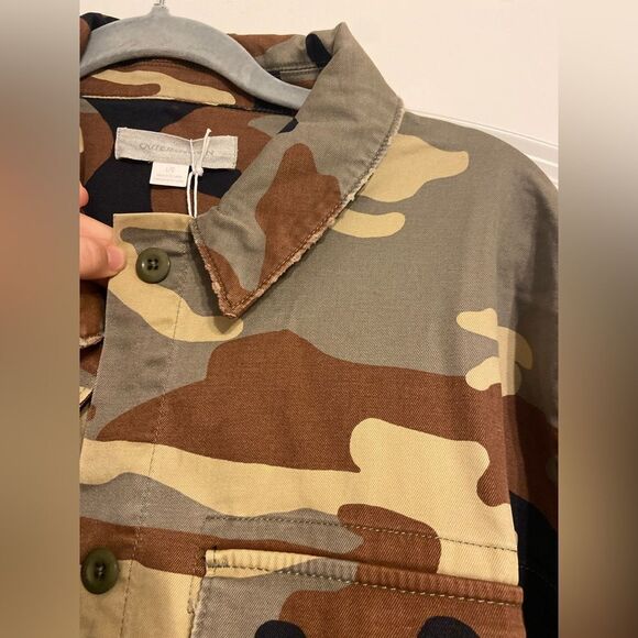 NWT outerknown camo utility jacket camouflage print Sz L linen blend cotton - Picture 5 of 13